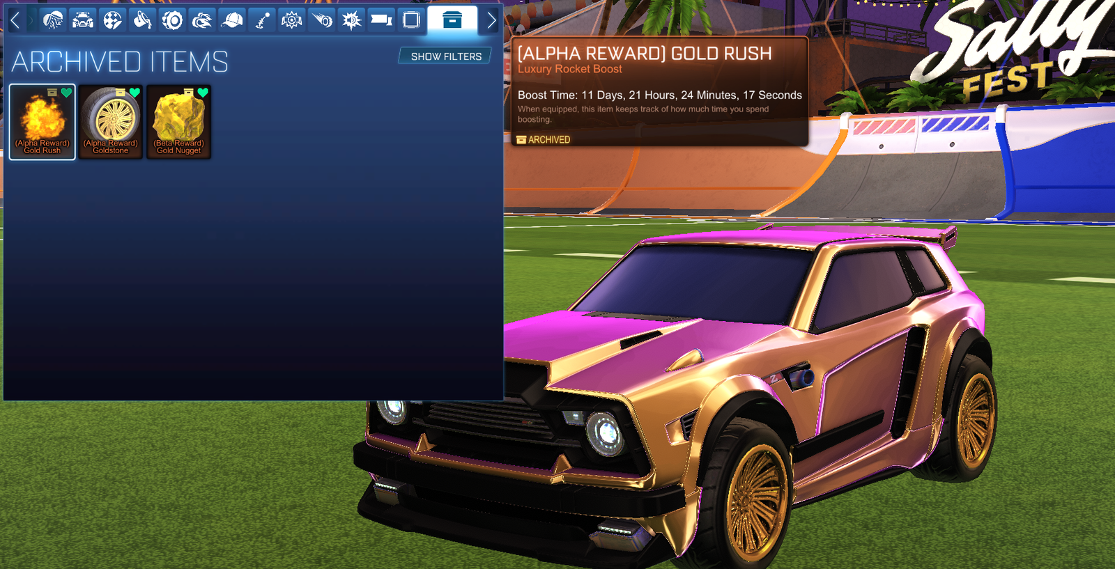 Sold Rocket League Account W Alpha Boost Alpha Wheels Gold Nugget