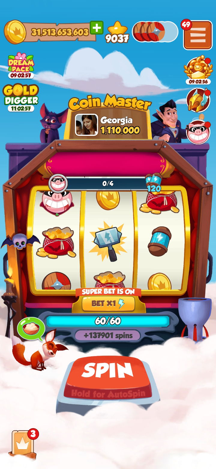 Coin Master 60 Spins Selling - 137K spins account + lots of rare cards, 31B - EpicNPC