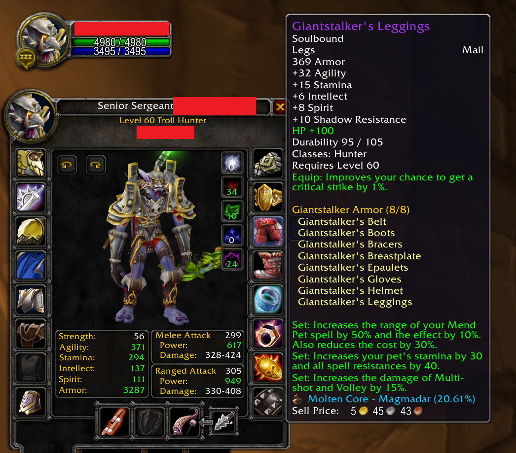 Selling - EU Troll hunter full T1, Rhok bow+staff, 4980 HP unbuffed -  EpicNPC