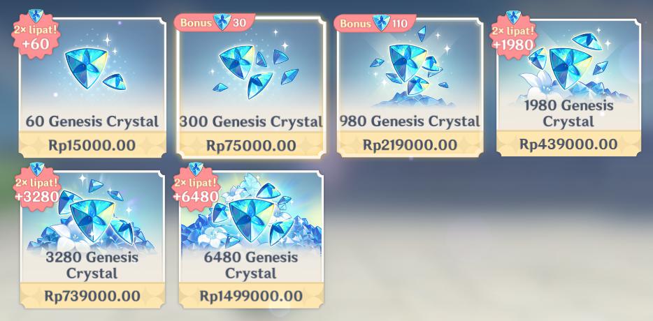 Genshin Impact  60 Genesis Crystals