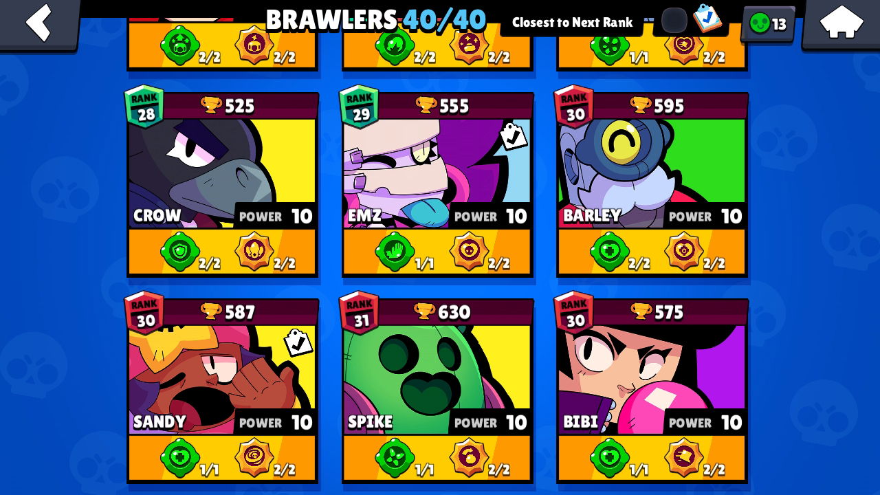 Maxed out 40/40 | 210k Star Points| 98k Gold | 18 Brawlers @ rank 30 ...