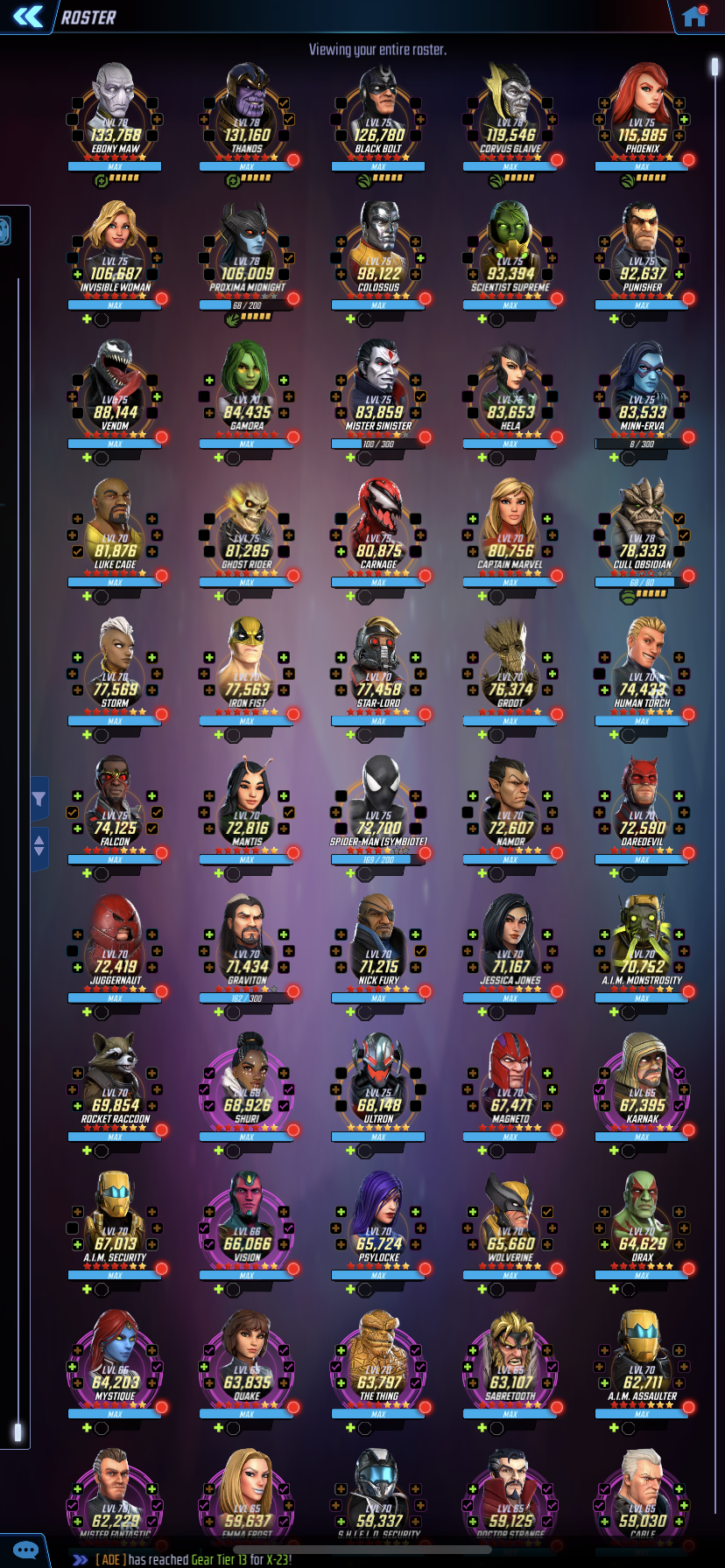 Character Rank-up Requirements Chart : r/MarvelStrikeForce