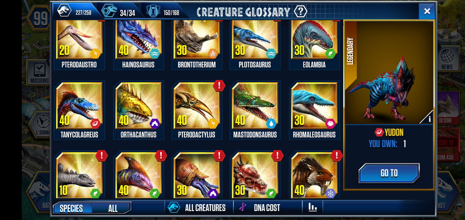 Jurassic World The Game IOS Android B-DNA 99,999,999 + 2 Max level BOSSES