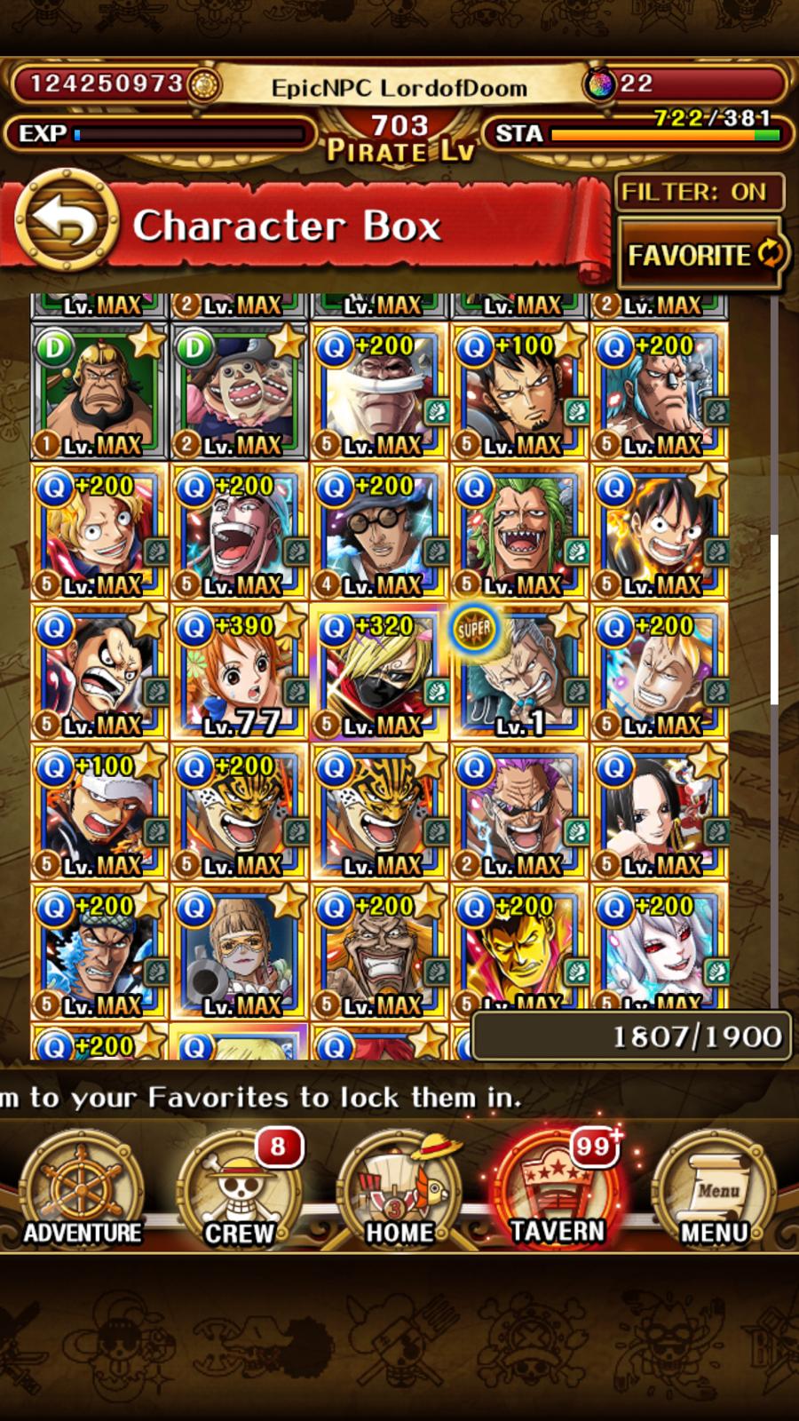 [High End] One Piece Treasure Cruise Account plv703 Top Legends EpicNPC