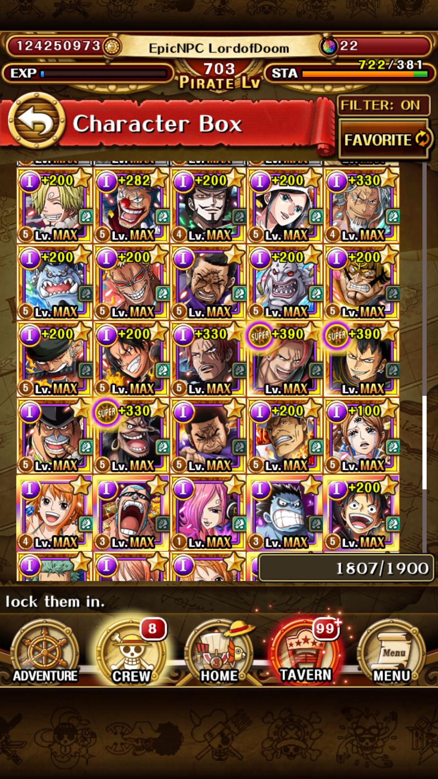[High End] One Piece Treasure Cruise Account plv703 Top Legends EpicNPC