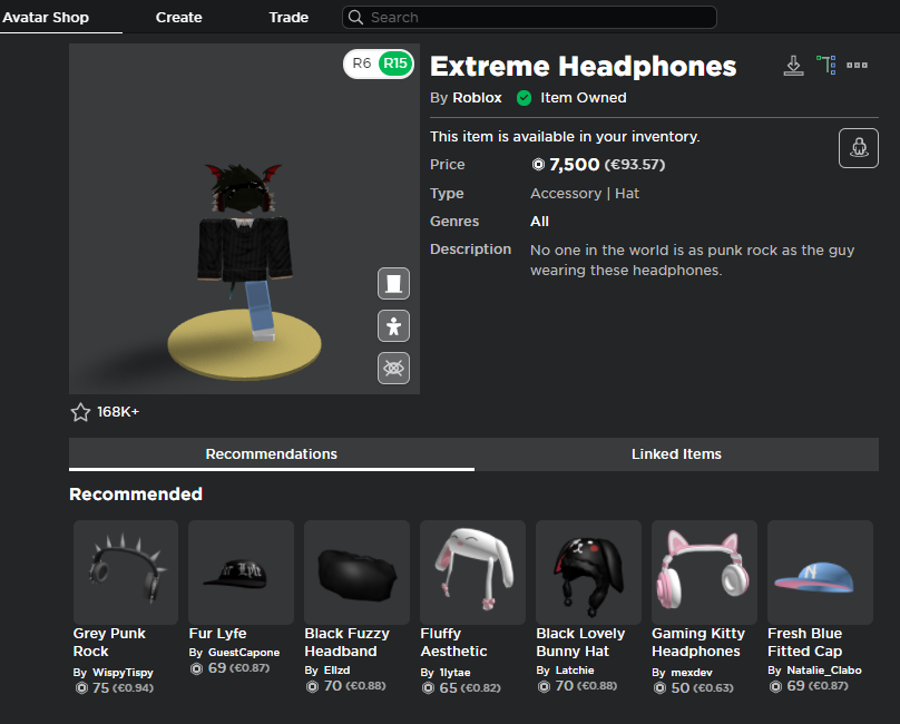 Full Access Headless And Korblox Account With Golden Horns, Extreme  headphones + Many Accessories And Game Progression [MM2, Da Hood + More]