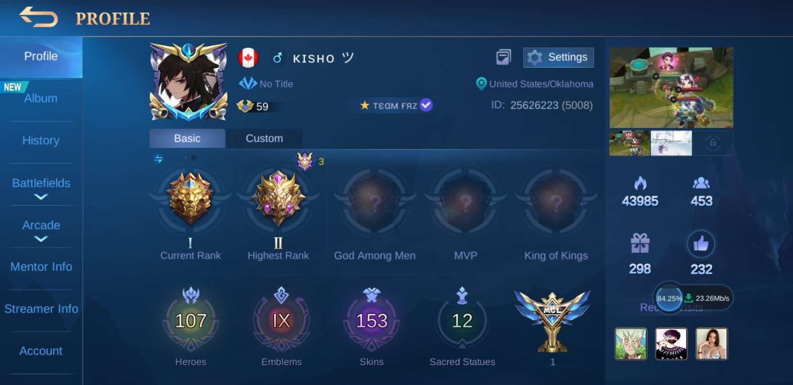 MOBILE LEGENDS (PILOT SERVICE, BUY AND SELL ACCOUNT, SKINS, SQUAD