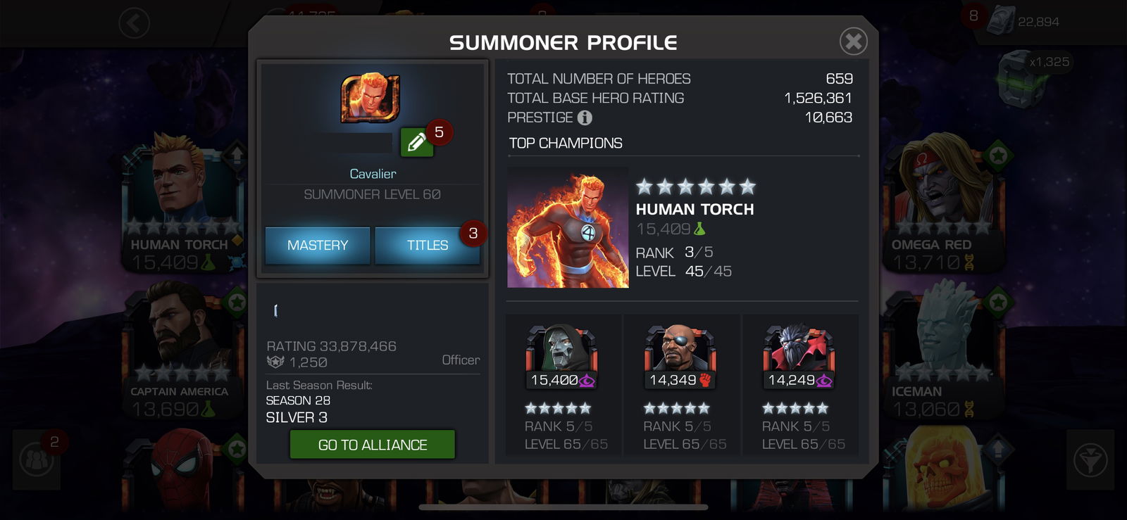 MCOC Account with 22,894 units for sale (with Duped 6* HT and Aegon