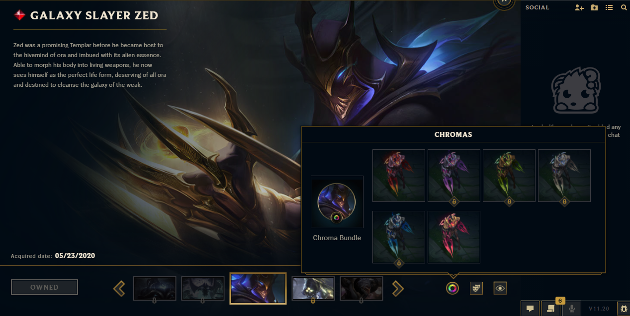 LoL Account With Galaxy Slayer Zed Skin