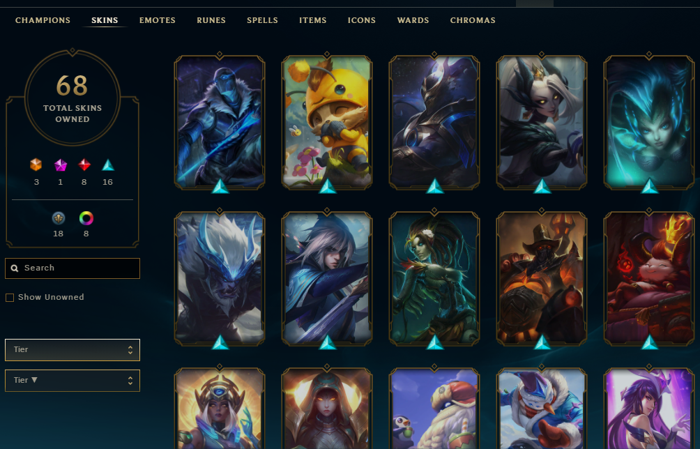 League of Legends Account EUW / Emerald 4 / 1163 Skins / 700 Icons