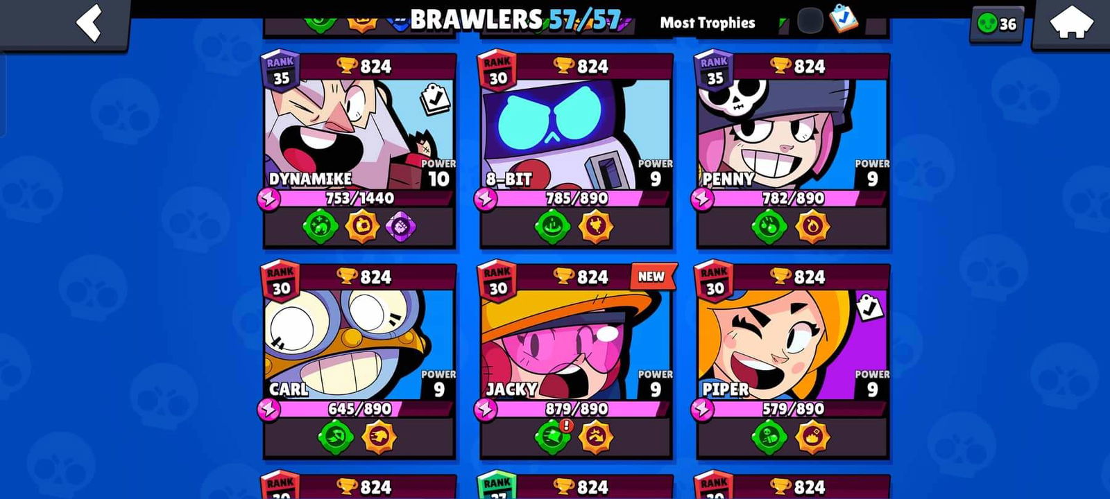 50k brawl stars account / lvl 331 / 36k 3v3 win / +150 skins / 7 rank ...