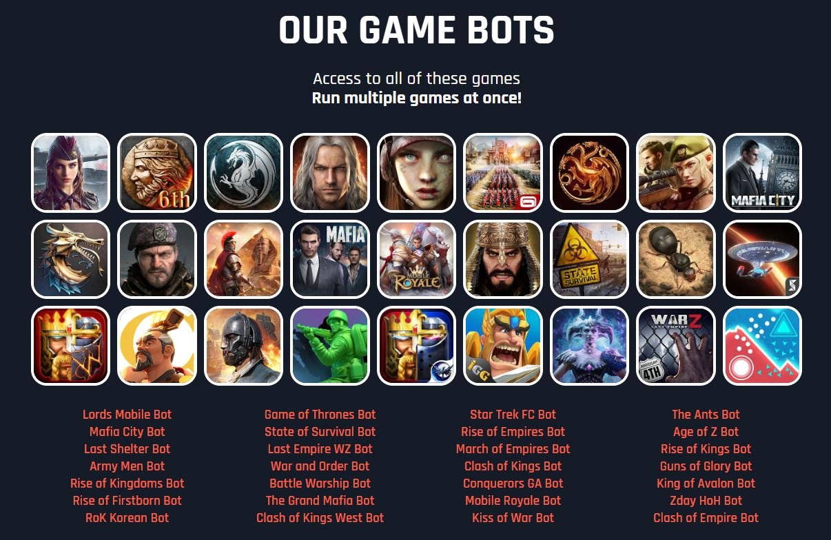 ⭐Mobile Game Bots⭐ Auto Farm Unlimited Accounts on 25+ Games