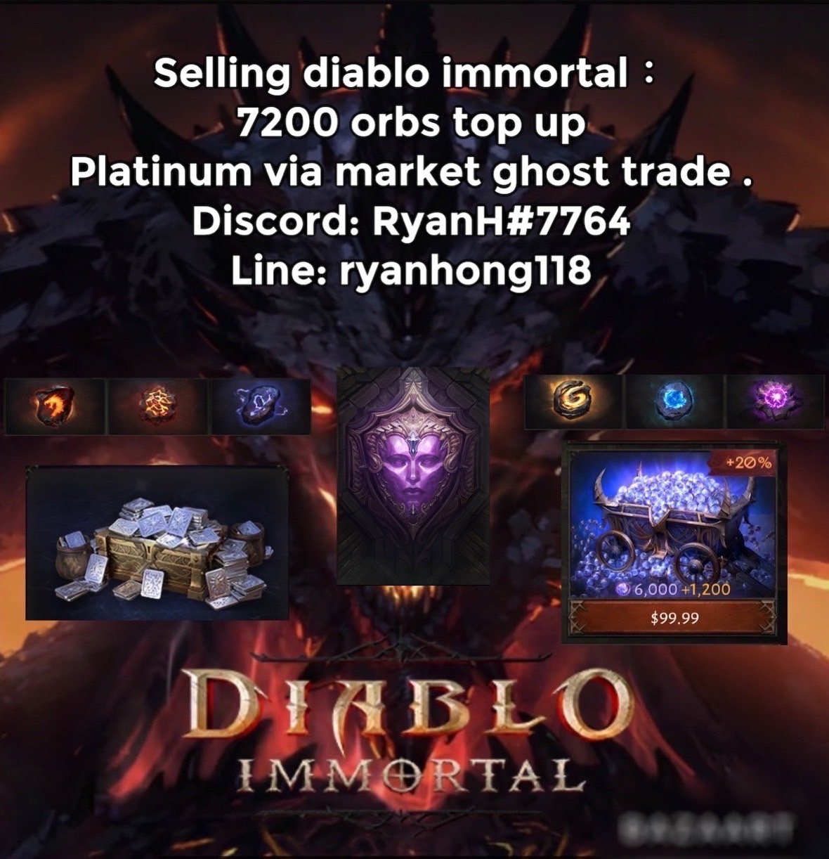 Selling - Diablo immortal platinum 4.5usd Paypal F&F or Crypto