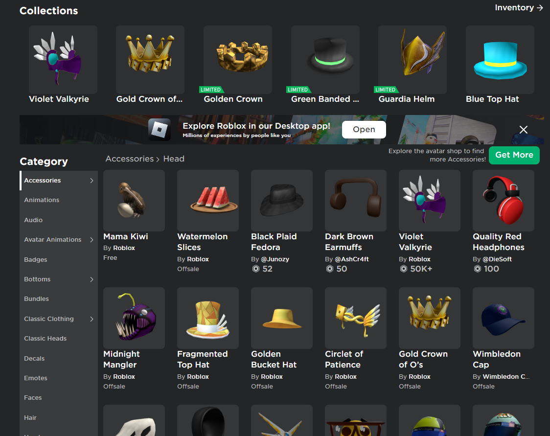 Mavin  Selling my old roblox alt (Dominus) ( valk) ( Headless