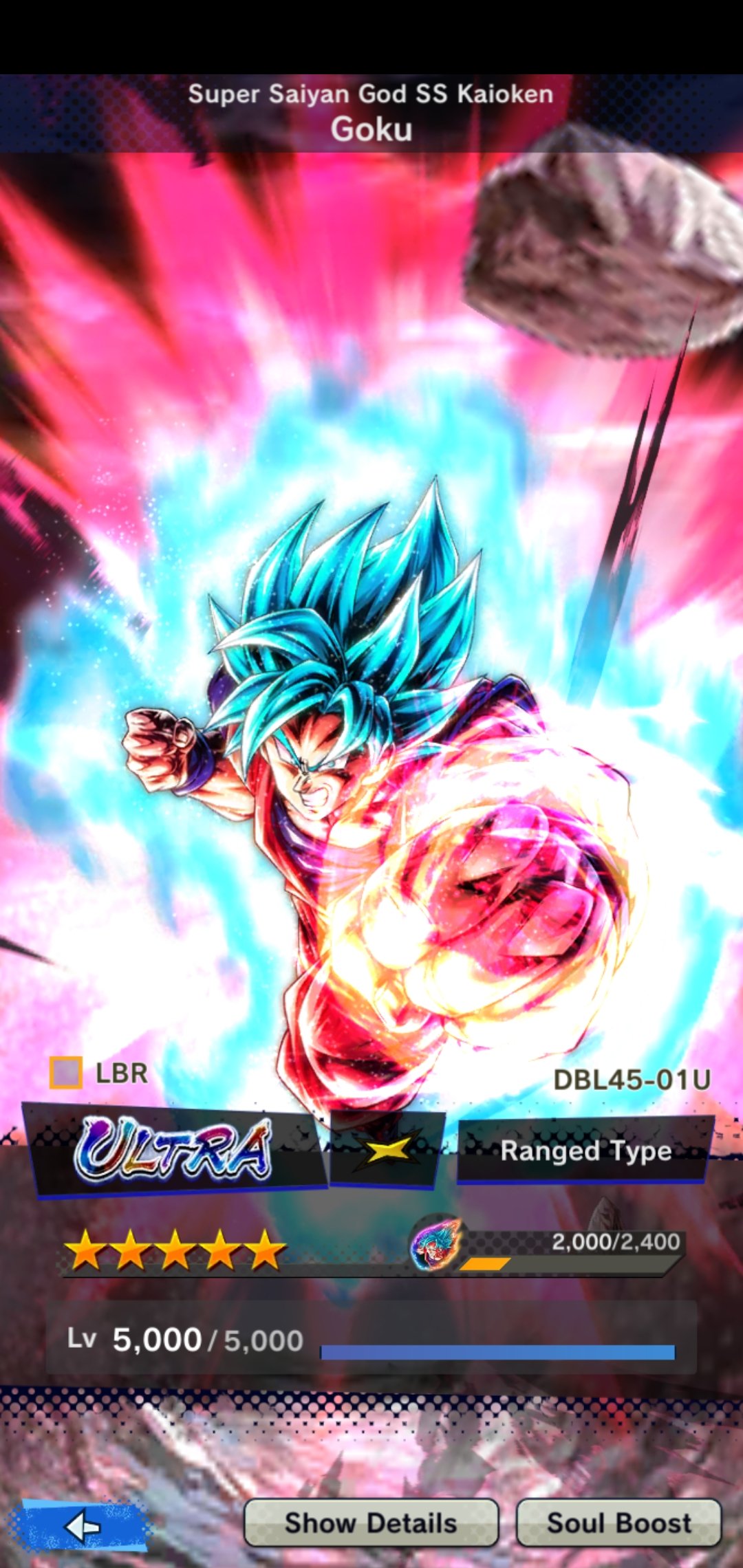 Super Saiyan God SS Kaioken Goku (DBL45-01U), Characters, Dragon Ball  Legends