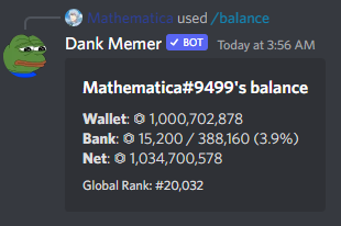 SOLD - [Billions in Coins] Dank Memer Coins and Items [$0,03/million] -  EpicNPC