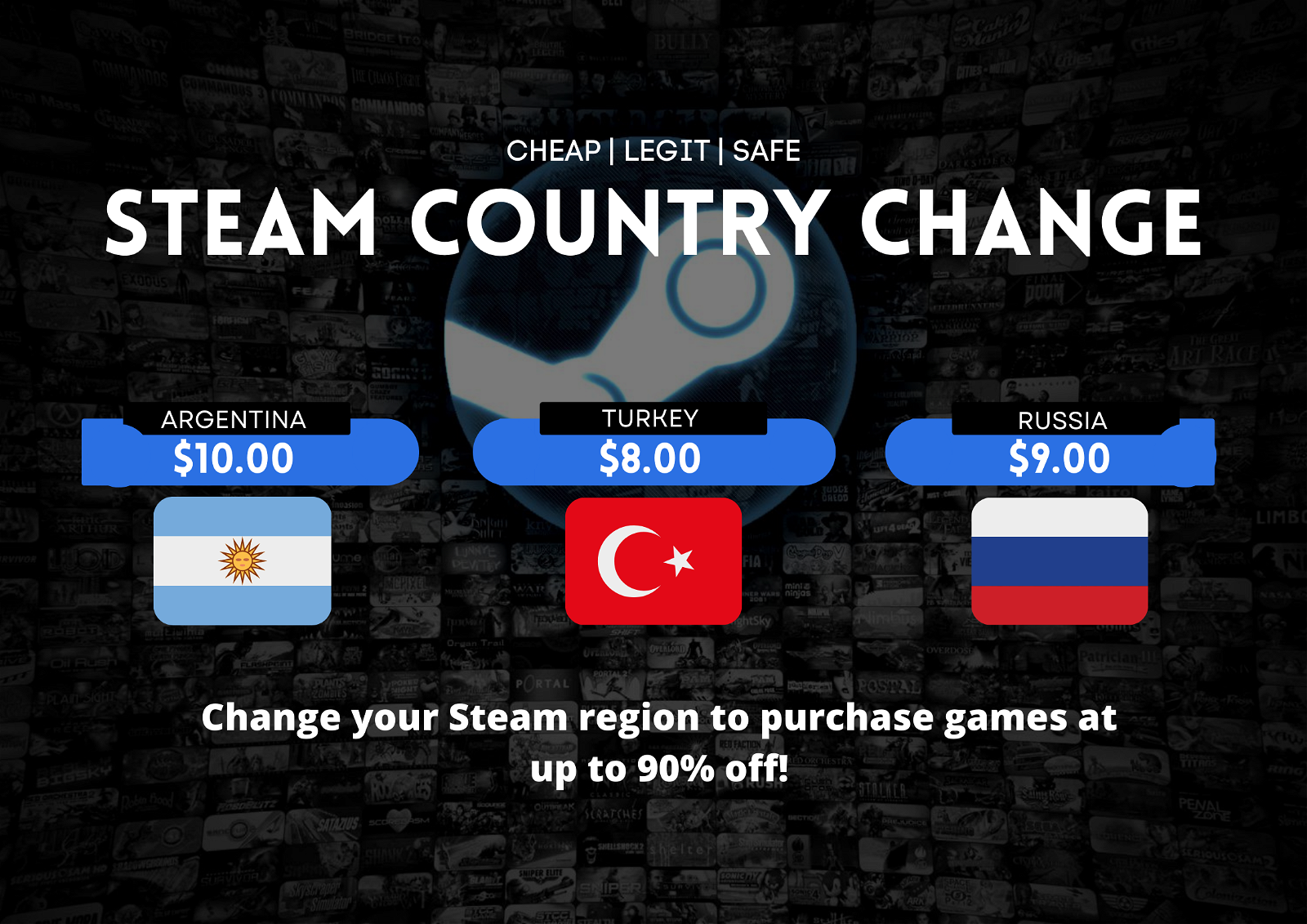 Selling - ⭐Steam Region Country Change Service 💥 Argentina Turkey Russia  ** ONLY $8 - EpicNPC