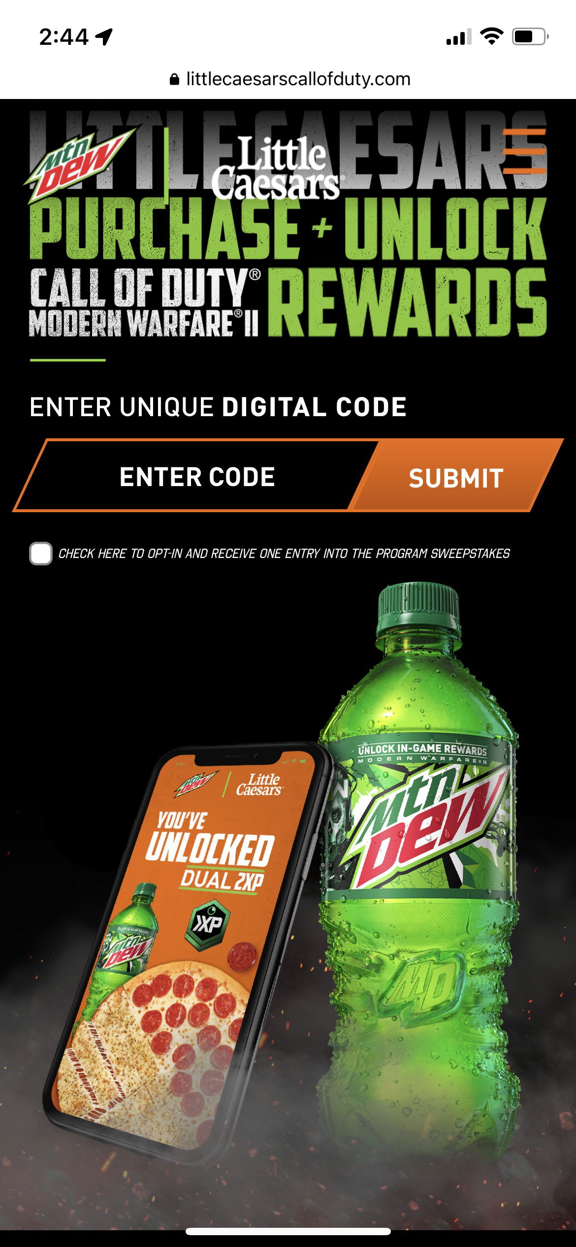 Selling COD Modern Warfare 2 Little Caesars Pizza/Mtn Dew codes for 2xp