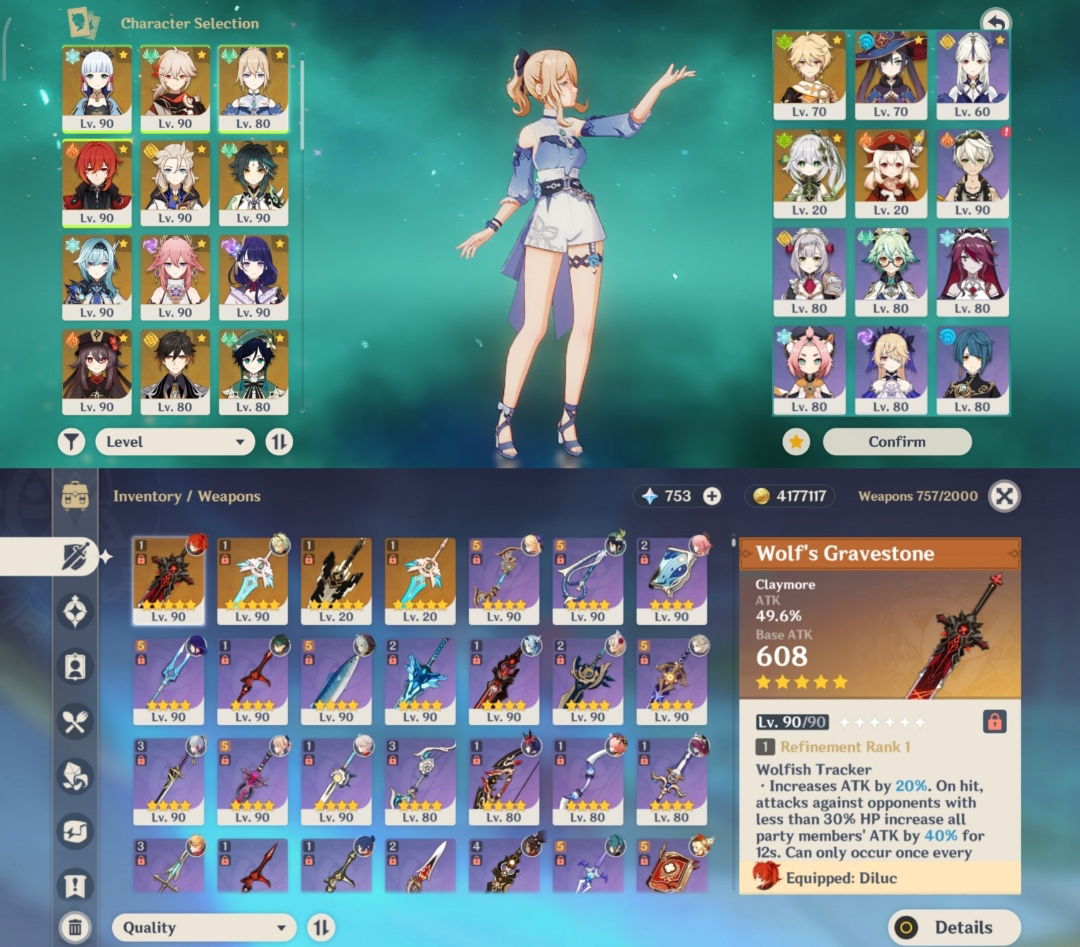 Selling - AR59 26x5 | 4 Archons with Diluc & Jean Outfit, Kazuha, Xiao ...