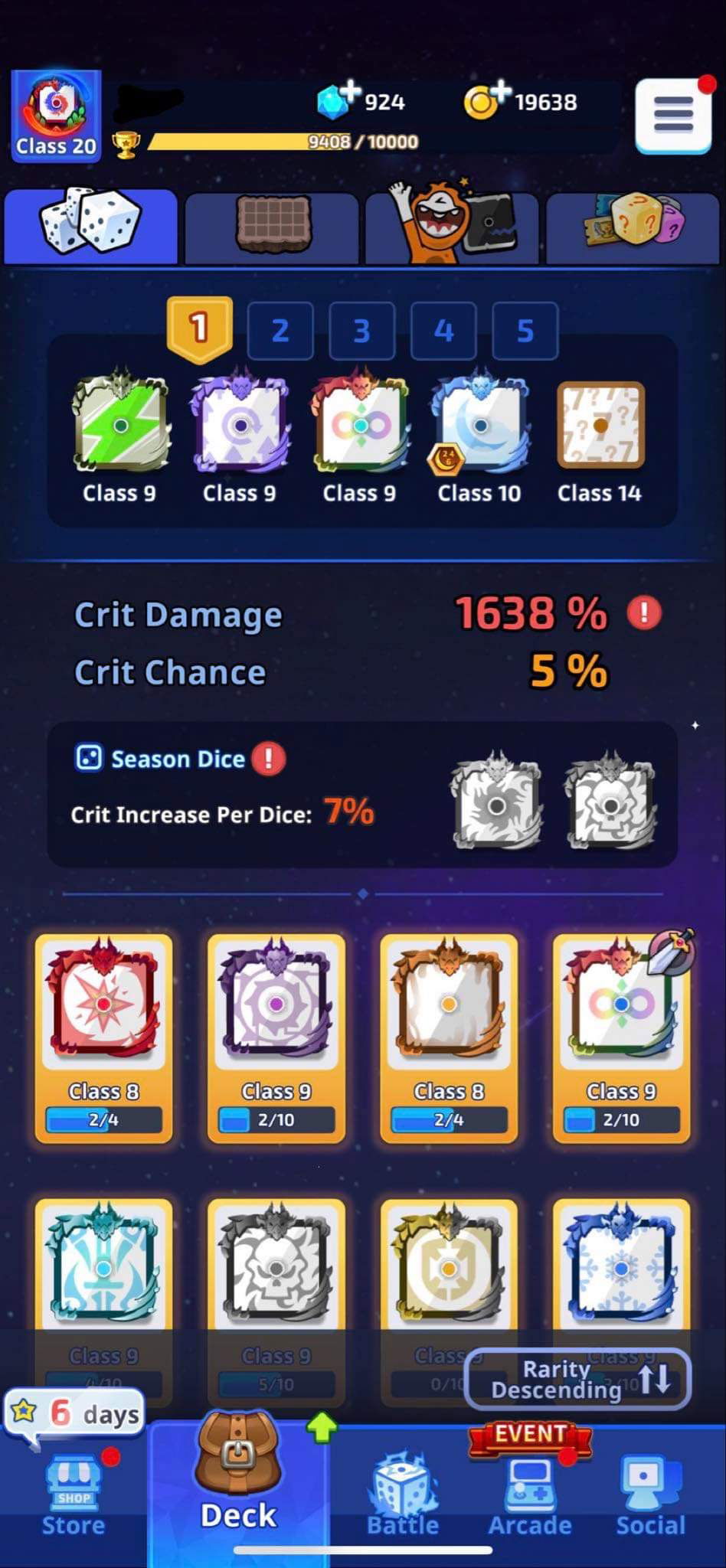 Random Dice account / 1638 / all dice / class 20 EpicNPC