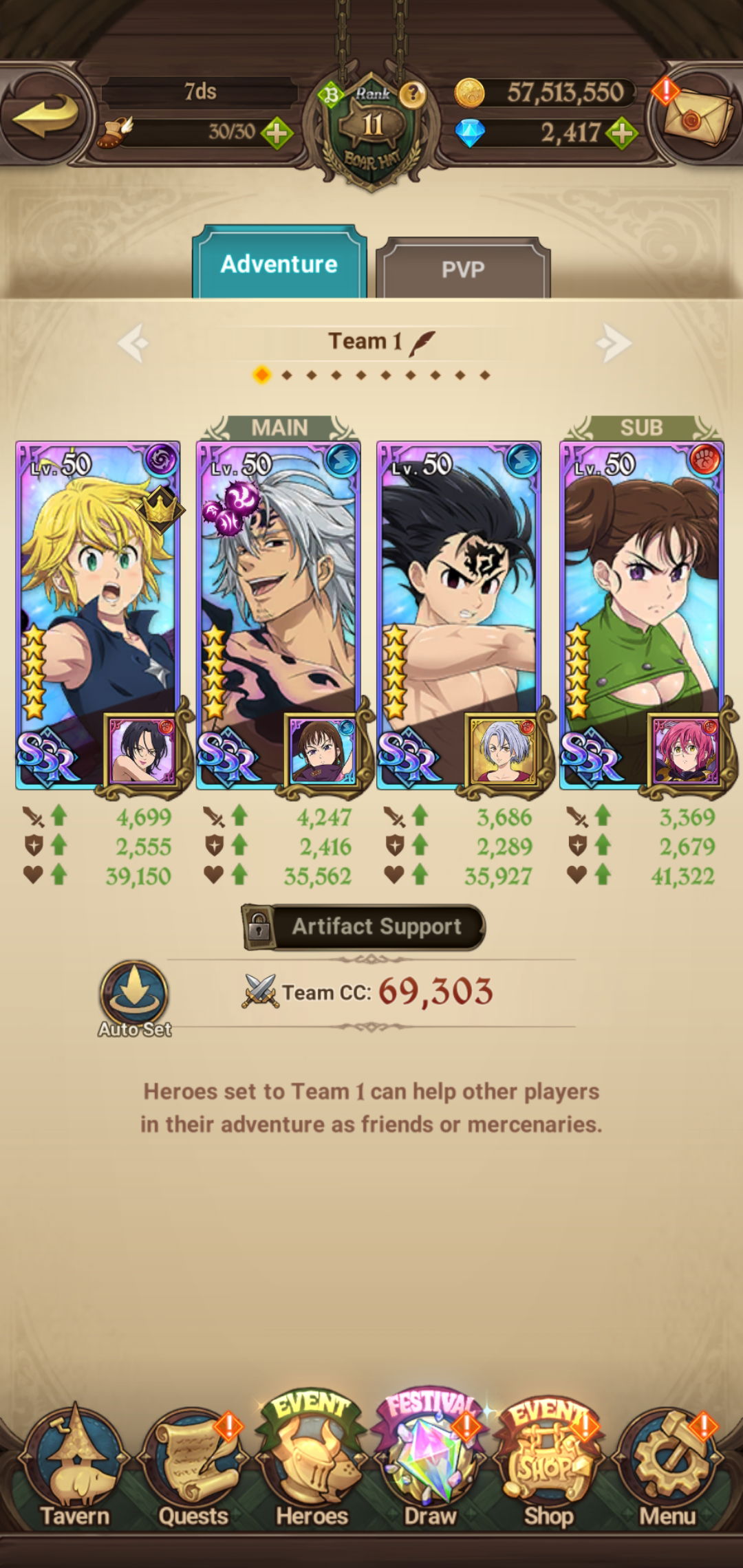 7ds 6/6 Purgatory meliodas tons of high ult level characters 2400 gems ...