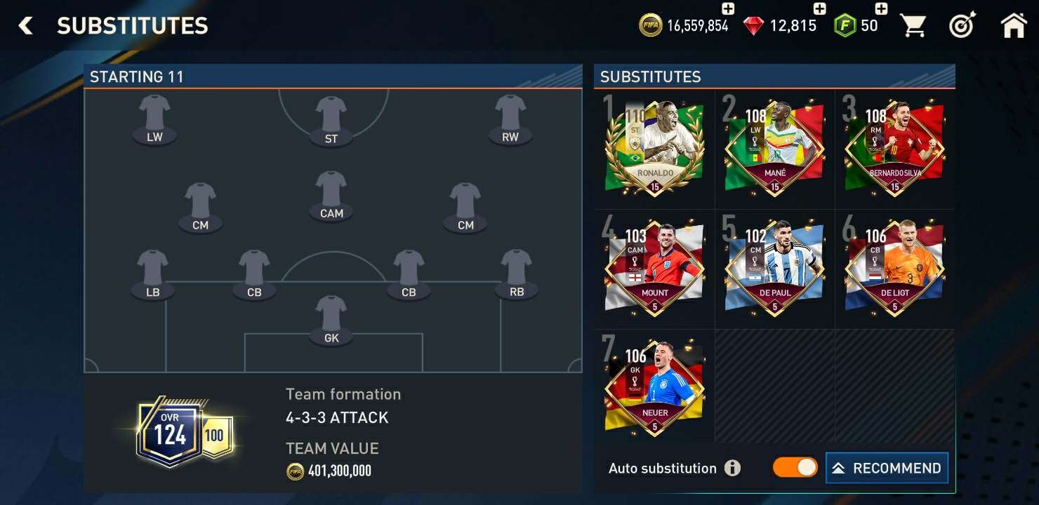 Sell fifa mobile 21 account with 164 grl and 444 chemistry and 20 mill