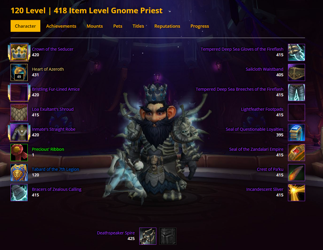 SOLD - 418 Gnome Priest / 1700 Rio - EpicNPC