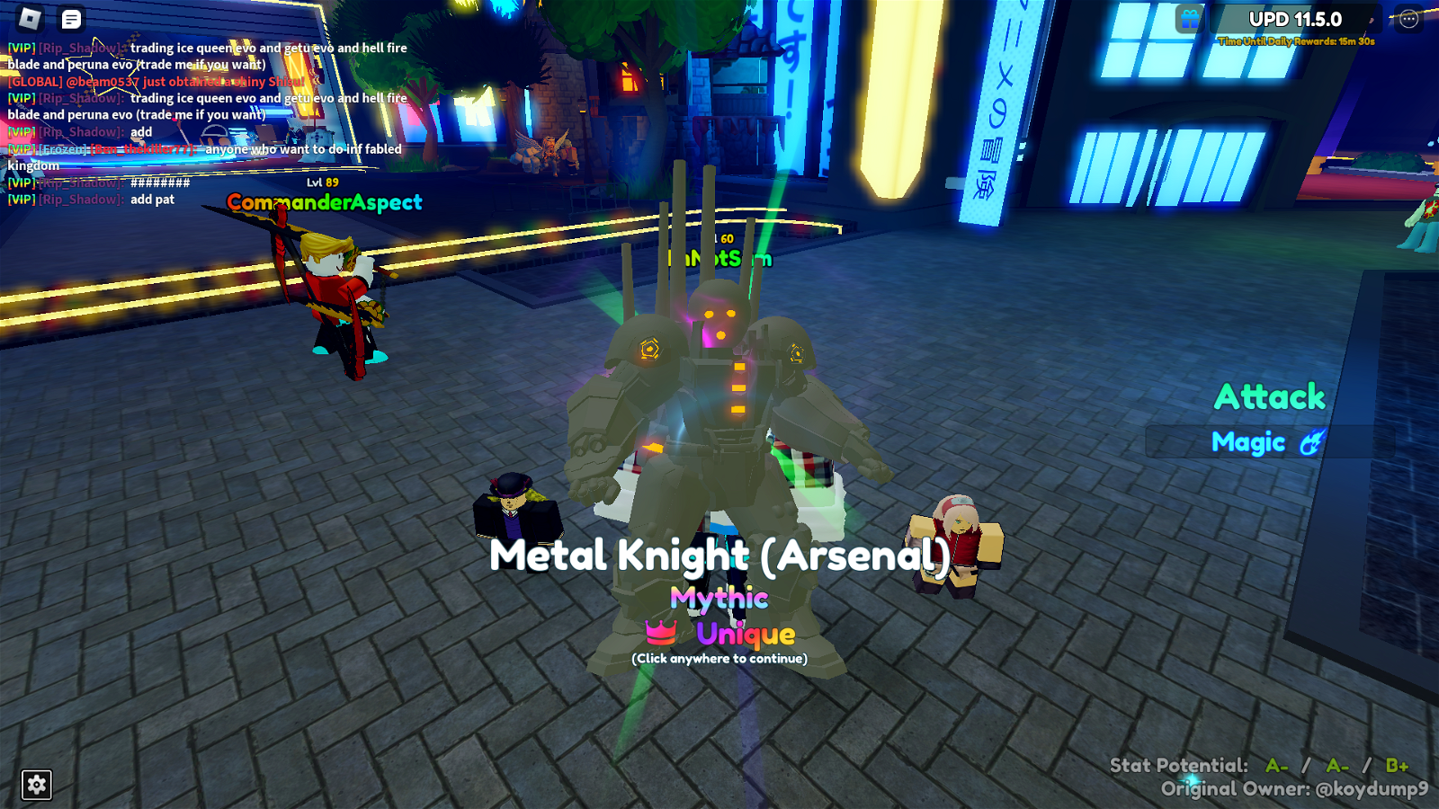 SPENDING $70,000+ ROBUX FOR UNIQUE METAL KNIGHT - Anime Adventures