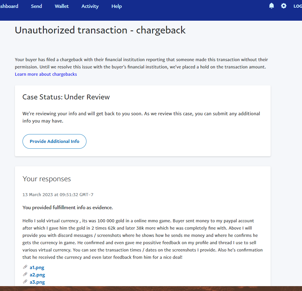 paypal friend and family chargeback