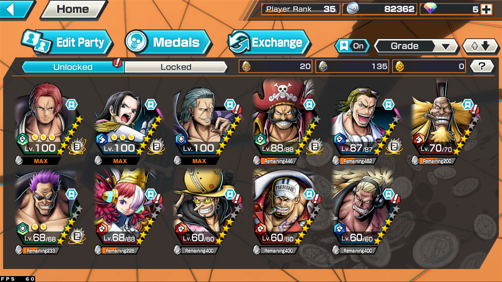 IOS Only][4 FILM RED Shanks Lv1 Ex][5600+ Gems][460+ GF][4character  40-80][Account Player Rank1][Automatic Delivery]