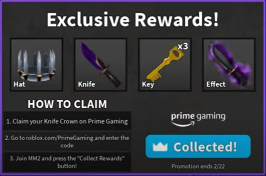 Selling - ✓Exclusive Rewards PrimeGaming✓Roblox: Murder Mystery