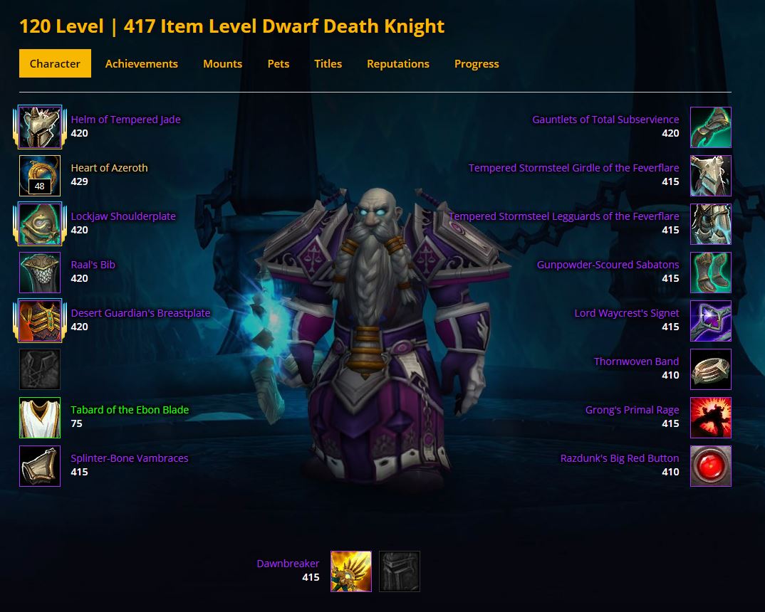 SOLD - 417 Dwarf Death Knight - EpicNPC