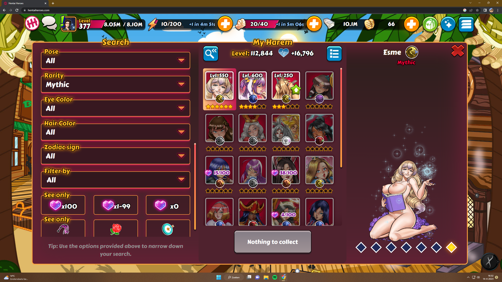 Selling - Harem Heroes account lvl 377 girls 275 (3 Mythical) - EpicNPC