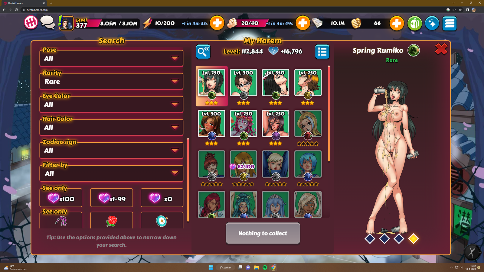 Selling - Harem Heroes account lvl 377 girls 275 (3 Mythical) - EpicNPC