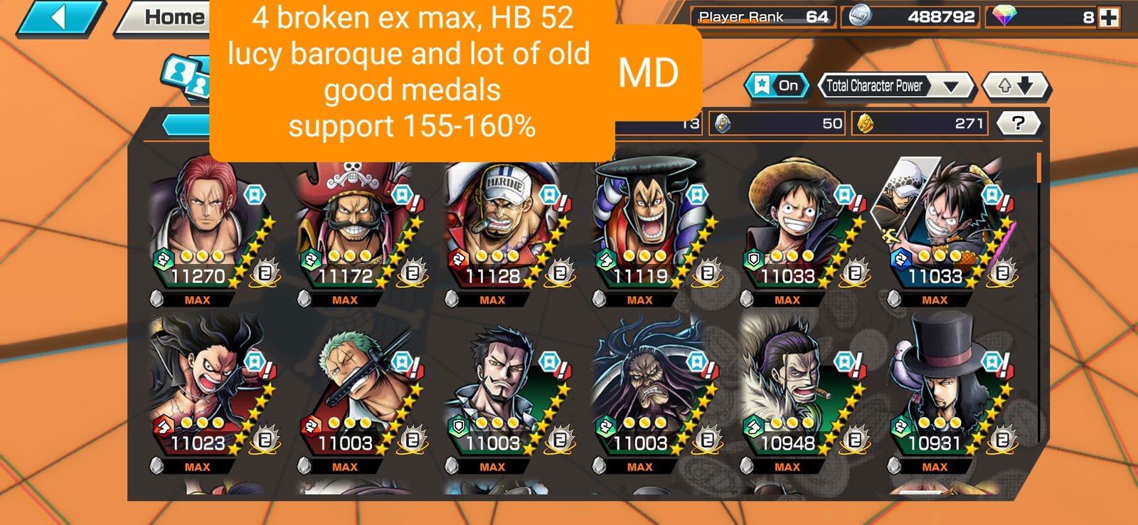 3EX One Piece Bounty Rush Account With MAX Roger, MAX Big Mom, And Kid And  Law