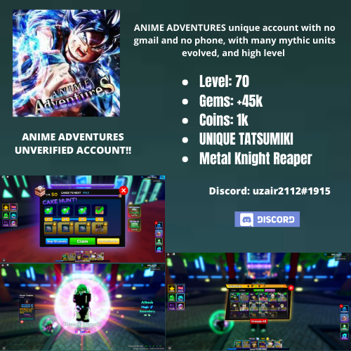 Affordable anime adventures roblox account For Sale