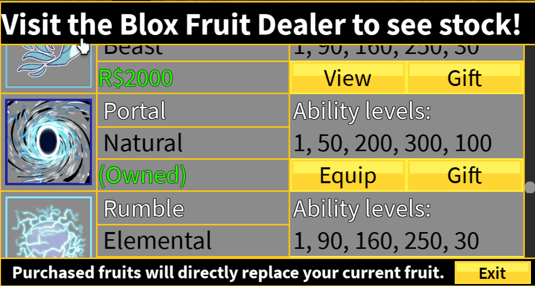 Portal physical fruit - Blox fruits (cheap price)