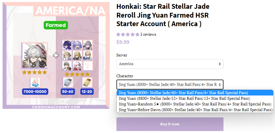 Silver Wolf + 10000 Stellar Jades Honkai: Star Rail Starter Fresh Acco