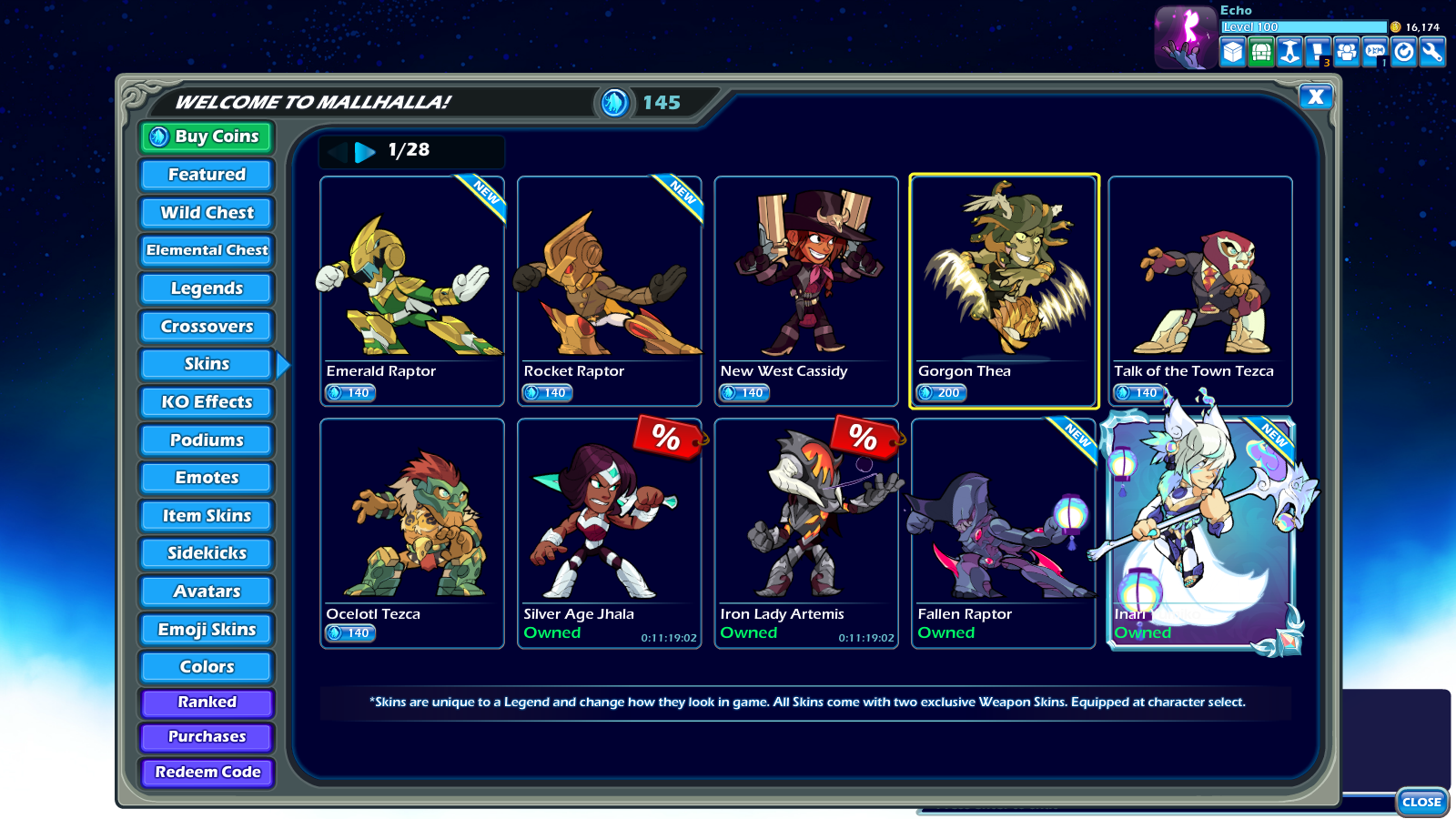 Selling - Brawlhalla almost 600 skins, all crossovers, all platforms ...