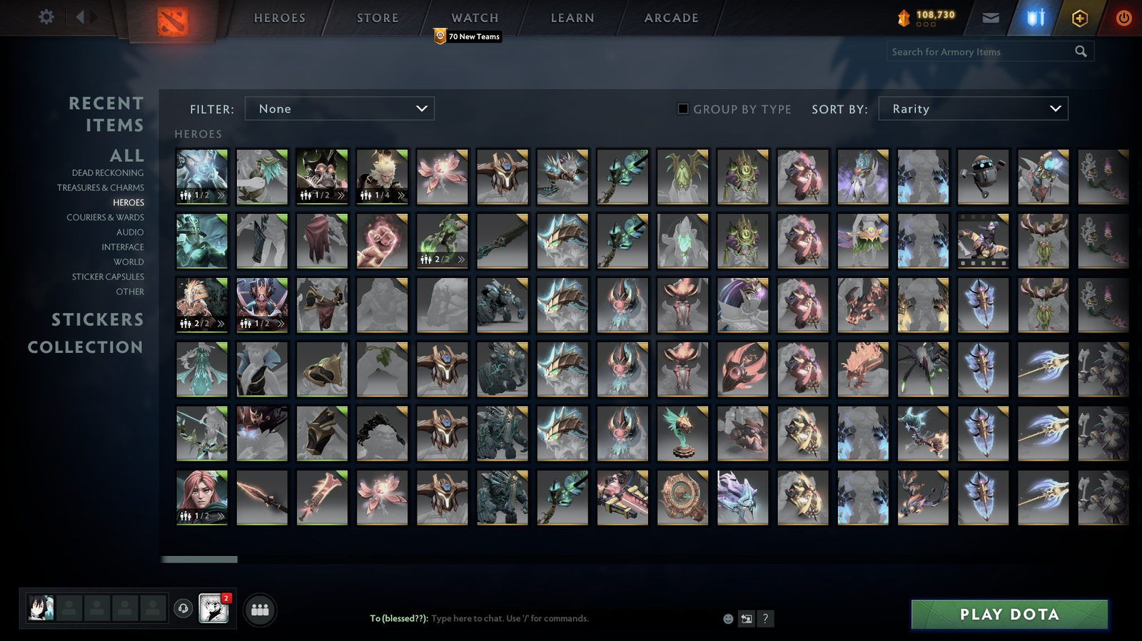 Selling - 500$/5600 MMR arcana: wr wk qop eartshaker jugg mk Person ...