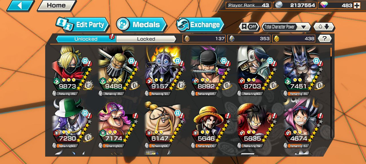 Mídia Digital > ⚡️CONTA ONE PIECE BOUNTY RUSH- LUFFY EX (GEAR5)LV.87/ZORO  EX LV.100/KAIDO EX⚡️