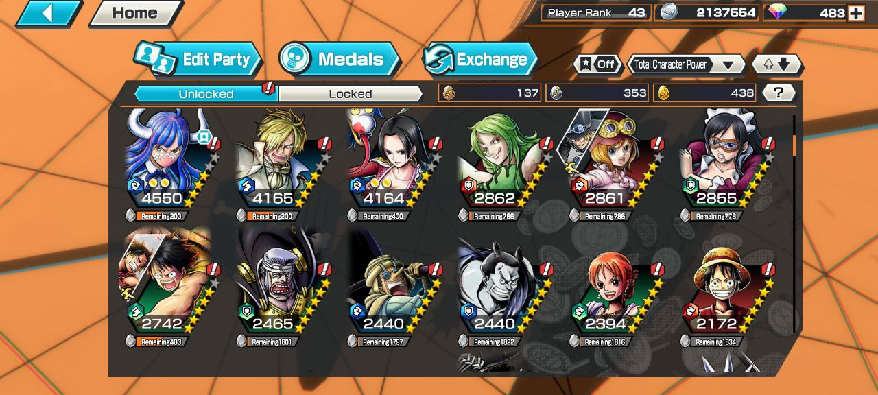 2 EX One Piece Bounty Rush Account Animal Kingdom Pirate Feat Oni Zoro