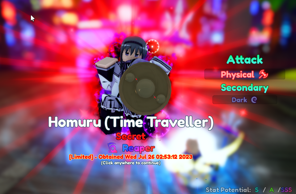 SSS/SS/SS Shiny Homuru (Time Traveller) - Anime Adventures