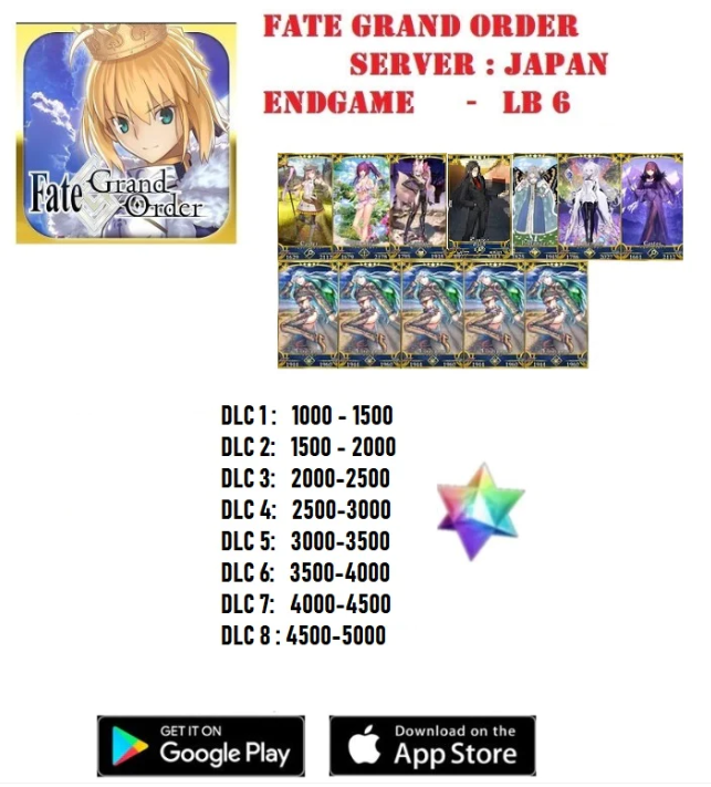 JP Fate Grand Order FGO Endgame Account LB7: Summer 7 NP5 + Oberon