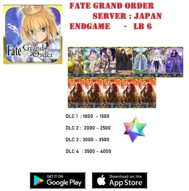 JP Fate Grand Order FGO Endgame Account LB7: Summer 7 NP5 + Oberon