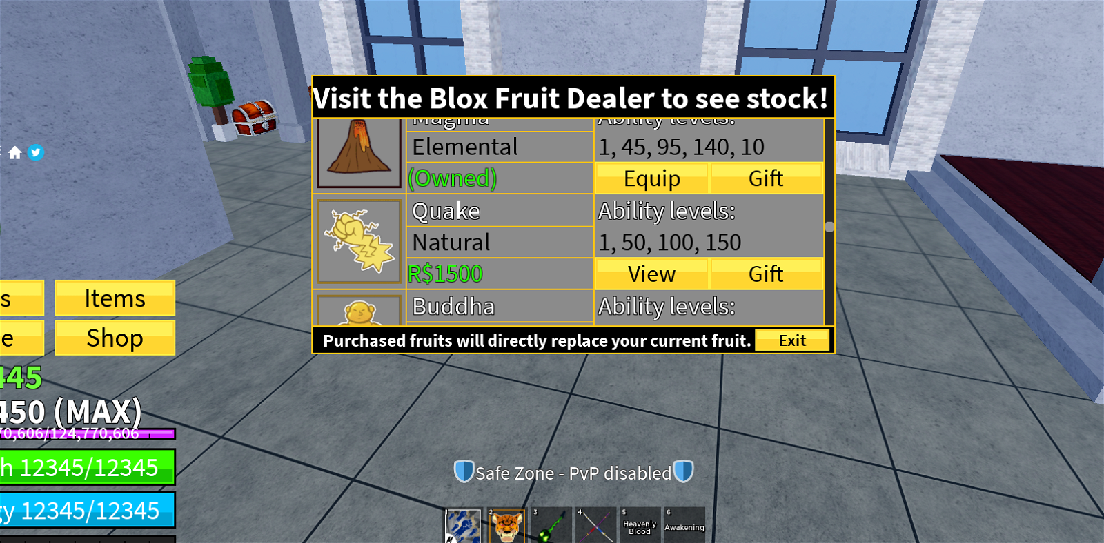 UNVERIFIED Blox Fruit : MAX Level 2450, 1 V4 RACE HUMAN, Awake Rumble, Unlocked All Fighting Style, Has Good Fruit in Inventory