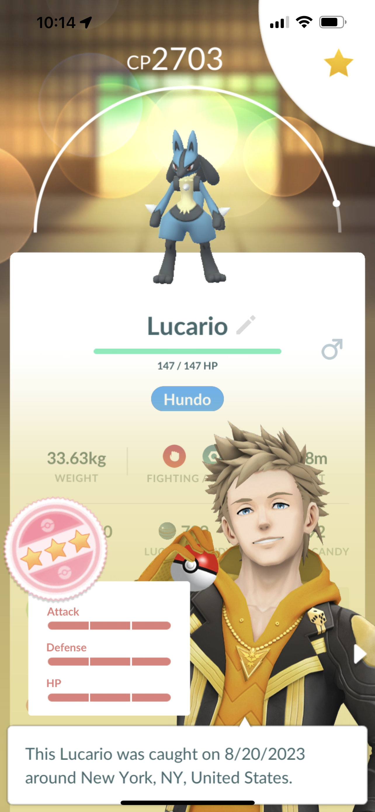 Caught wild SHINY LUCARIO in Pokemon GO. 