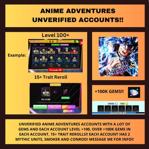SOLD - Anime Adventures - Roblox - Unique, Gems & Stacked accounts