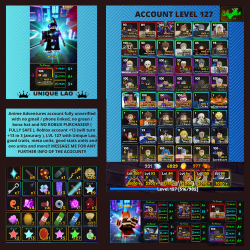 Selling - Anime adventure account, UNIQUE Fuji, + other mythic traits, LF  good offers. - EpicNPC