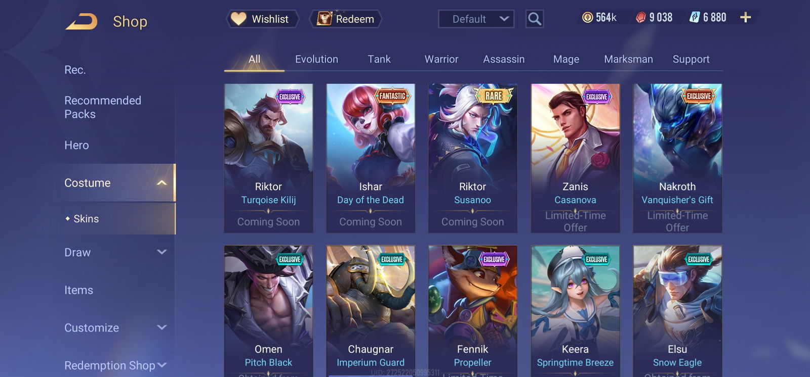 AOV EU Skin Rank 17th Account With 585 Skins - EpicNPC